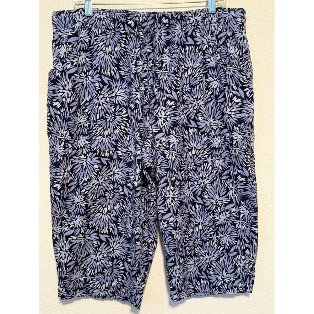 Gloria Vanderbilt Casuals Purple Floral Crop Pants Elastic Waist PXL